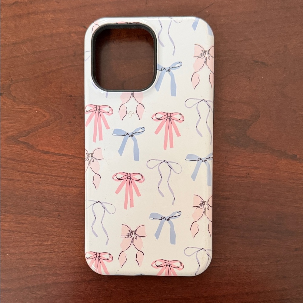 Casely Chic Bow Pattern Phone Case - Pink and Blue iPhone 14 Pro Max